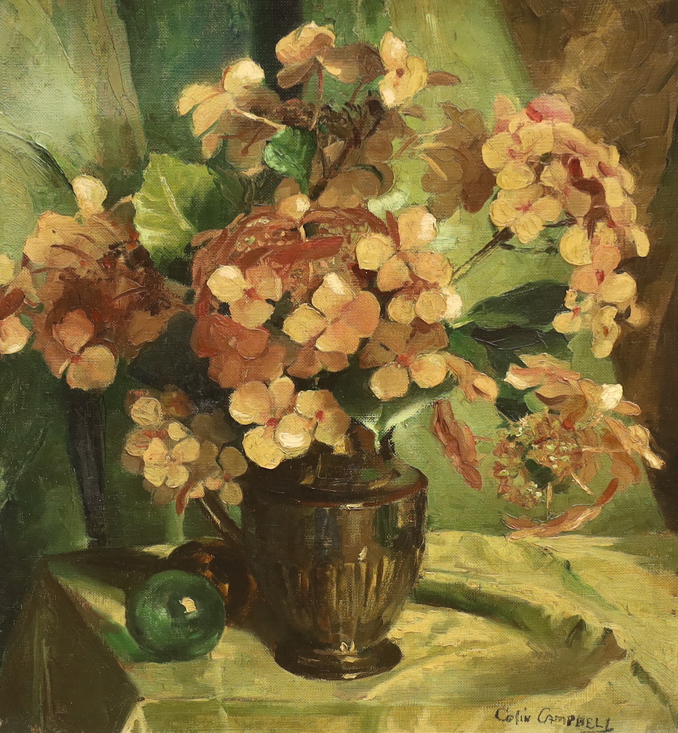 Colin Campbell (20th.C), oil on canvas, Still life of flowers in a vase, signed, 51 x 48cm